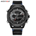 Accept Your Logo Brand RISTOS 9461 Men Analog Digital Watch Dual Time Luxury Leather Brand Watches Men